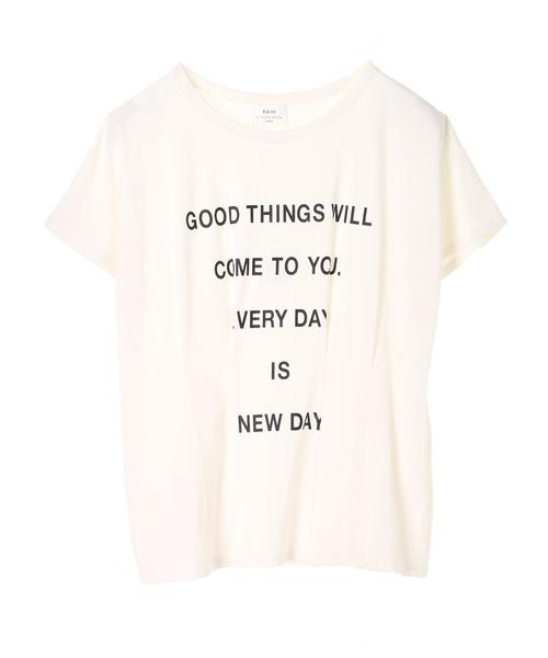 Editt by YECCA VECCA（エディットバイイェッカヴェッカ）の「タックデザインロゴＴｅｅ（Tシャツ/カットソー・レディース・ホワイト/ブラック/キャメル・FREE）」の10枚目の写真