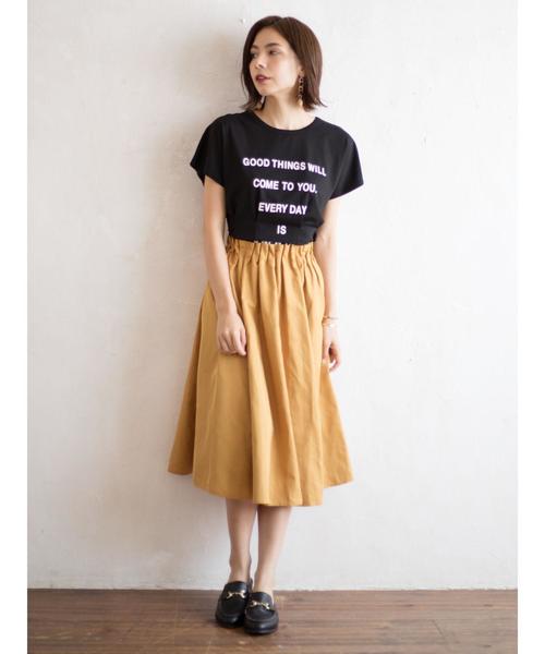 Editt by YECCA VECCA（エディットバイイェッカヴェッカ）の「タックデザインロゴＴｅｅ（Tシャツ/カットソー・レディース・ホワイト/ブラック/キャメル・FREE）」の13枚目の写真