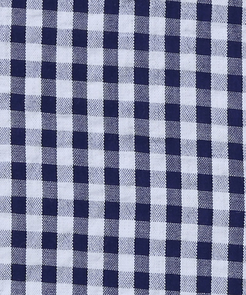 Cricket（クリケット）の「「Cricket」クリケット シアサッカーギンガムチェック柄 半袖ボタンダウンカラーシャツ 日本製（シャツ/ブラウス・メンズ・ネイビー・M/L/LL）」の6枚目の写真