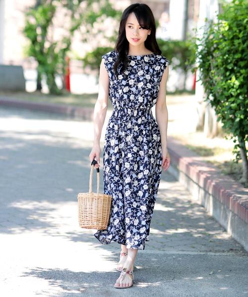 花柄 ノースリーブ ロングワンピース（ワンピース）｜Girly Doll