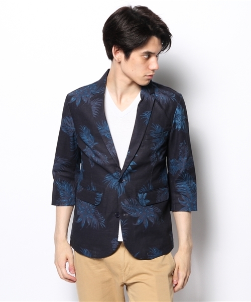 WEGO（ウィゴー）の「WEGO/フローラル7分袖テーラードジャケット（テーラードジャケット・メンズ・ワイン/ネイビー・MEDIUM/LARGE）」の4枚目の写真