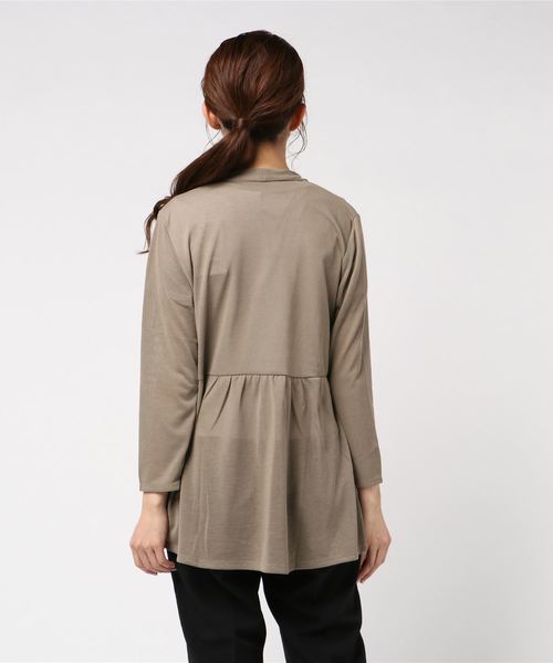 A/C DESIGN BY ALPHA CUBIC（エーシーデザインバイアルファキュービック）の「吸水速乾ミドル丈カーディガン（カーディガン/ボレロ・レディース・ライトグレー/ブラック/モカ・M size/L size）」の5枚目の写真