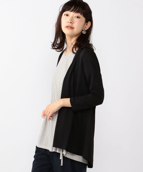 A/C DESIGN BY ALPHA CUBIC（エーシーデザインバイアルファキュービック）の「吸水速乾ミドル丈カーディガン（カーディガン/ボレロ・レディース・ライトグレー/ブラック/モカ・M size/L size）」の2枚目の写真