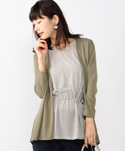 A/C DESIGN BY ALPHA CUBIC（エーシーデザインバイアルファキュービック）の「吸水速乾ミドル丈カーディガン（カーディガン/ボレロ・レディース・ライトグレー/ブラック/モカ・M size/L size）」の3枚目の写真