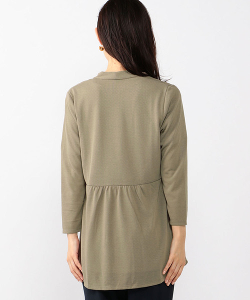 A/C DESIGN BY ALPHA CUBIC（エーシーデザインバイアルファキュービック）の「吸水速乾ミドル丈カーディガン（カーディガン/ボレロ・レディース・ライトグレー/ブラック/モカ・M size/L size）」の6枚目の写真