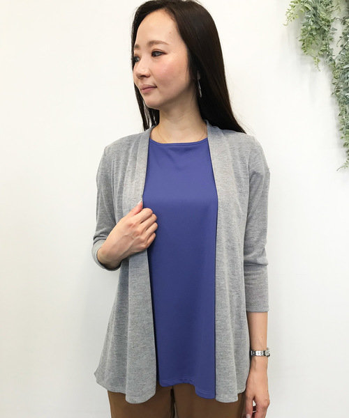 A/C DESIGN BY ALPHA CUBIC（エーシーデザインバイアルファキュービック）の「吸水速乾ミドル丈カーディガン（カーディガン/ボレロ・レディース・ライトグレー/ブラック/モカ・M size/L size）」の13枚目の写真