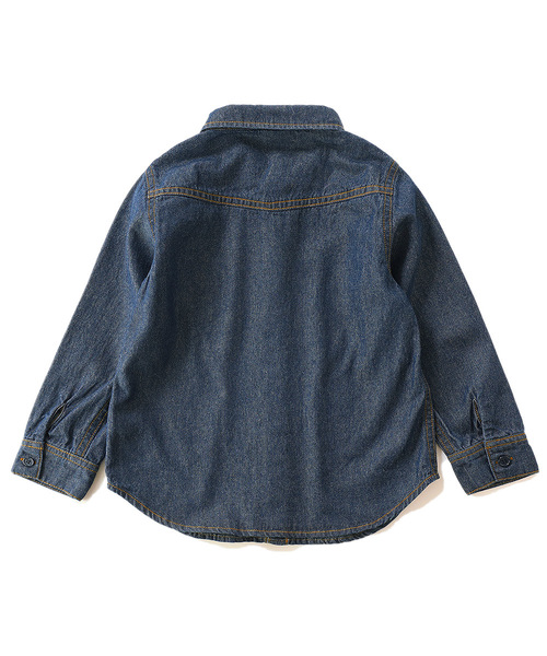 devirock(デビロック)の「デニムシャツ(シャツ/ブラウス・キッズ・ネイビー/サックスブルー・110cm/100cm/120cm/130cm/140cm/150cm/160cm)」の3枚目の写真
