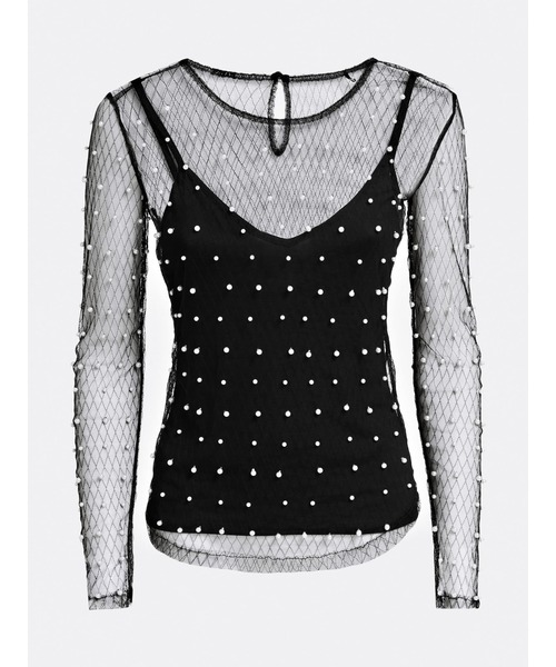Guess（ゲス）の「Erica Pearl Top（シャツ/ブラウス・レディース・ブラック/ピンク・X-SMALL/SMALL）」の9枚目の写真