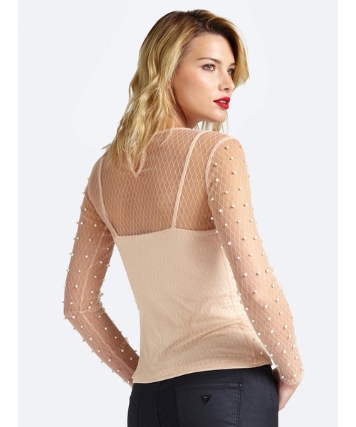 Guess（ゲス）の「Erica Pearl Top（シャツ/ブラウス・レディース・ブラック/ピンク・X-SMALL/SMALL）」の7枚目の写真