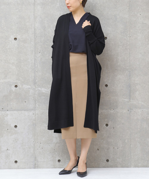 Liesse（リエス）の「ロングカーディガン（カーディガン/ボレロ・レディース・ブラック/トップグレー/モカ・FREE）」の2枚目の写真