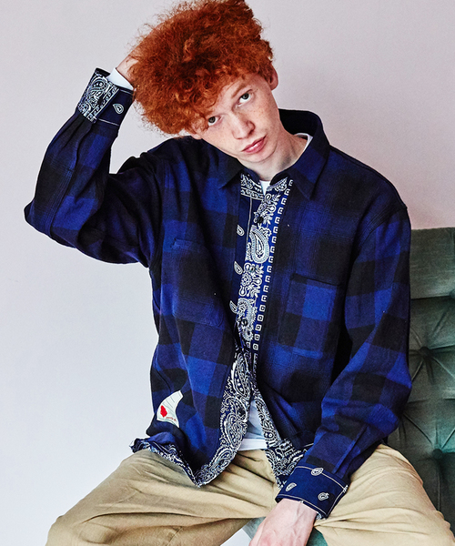 SEVESKIG(�Z���V�O)��SEVESKIG �Z���V�O / BUFFALO CHECK BANDANA SHIRT �o�b�t�@���[�`�F�b�N�o���_�i�V���c / SH-SV-ZS-1005(�V���c/�u���E�X)
