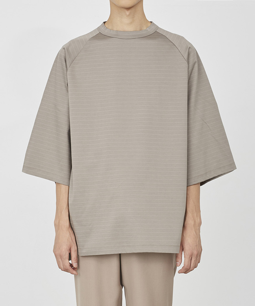 JUHA(ユハ)の「BIG BORDER H/S TEE(Tシャツ/カットソー)」|ベージュ