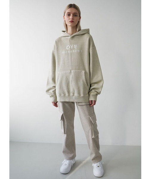 OY（オーワイ）の「カッティングピグメントプルオーバーパーカー/フーディー（パーカー・メンズ・ブラック/ベージュ/ブルー・1/2）」の10枚目の写真