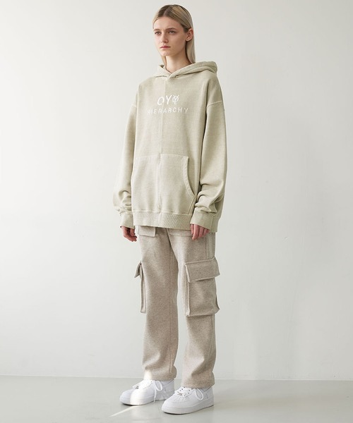 OY（オーワイ）の「カッティングピグメントプルオーバーパーカー/フーディー（パーカー・メンズ・ブラック/ベージュ/ブルー・1/2）」の12枚目の写真