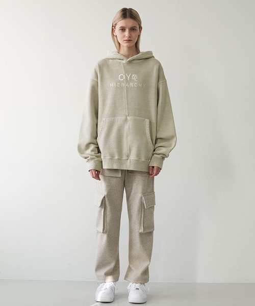 OY（オーワイ）の「カッティングピグメントプルオーバーパーカー/フーディー（パーカー・メンズ・ブラック/ベージュ/ブルー・1/2）」の11枚目の写真