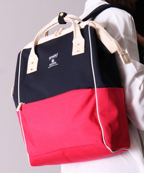 anello(アネロ)の「(LF)【anello】がばっと開く 口金 バックパック(レギュラーサイズ)(バックパック/リュック・レディース・ライトグレー/ブラック/ネイビー/グレー/ベージュ/マスタード/トリコロール・FREE)」の7枚目の写真