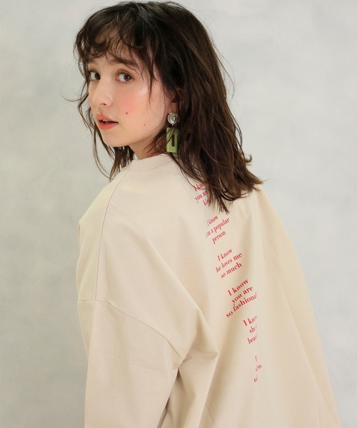 one after another NICE CLAUP（ワンアフターアナザーナイスクラップ）の「バックプリントロングTシャツ（Tシャツ/カットソー・レディース・ベージュ/オフホワイト/カーキ・FREE）」の16枚目の写真