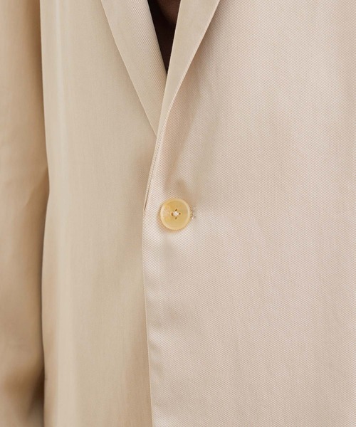 ADAM ET ROPE'（アダムエロペ）の「テンセルフルイドジャケット（ノーカラージャケット・レディース・ベージュ/ライトグリーン・FREE）」の10枚目の写真