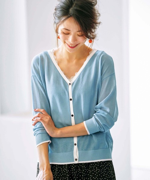 GeeRA（ジーラ）の「２ＷＡＹシアーニットカーディガン（カーディガン/ボレロ・レディース・ブラウン/ベージュ/ブルー/ブラック・XX-LARGE/SMALL/MEDIUM/LARGE/X-LARGE）」の4枚目の写真