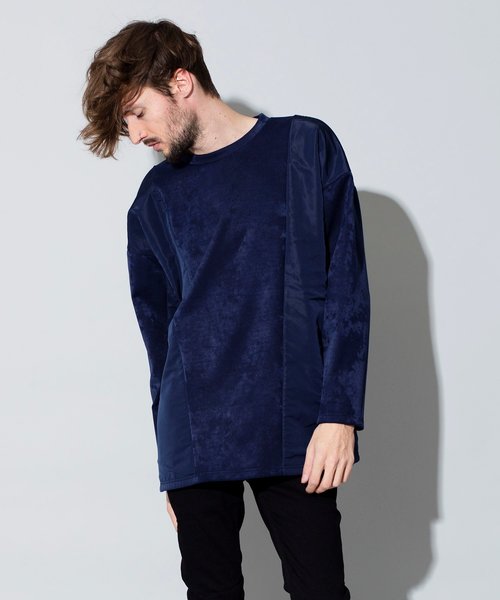 NO ID.（ノーアイディ）の「ボンディングスウェット切替C/N-BIGプルオーバー（ニット/セーター・メンズ・カーキ/ベージュ/ネイビー/ブラック・ONE SIZE）」の4枚目の写真