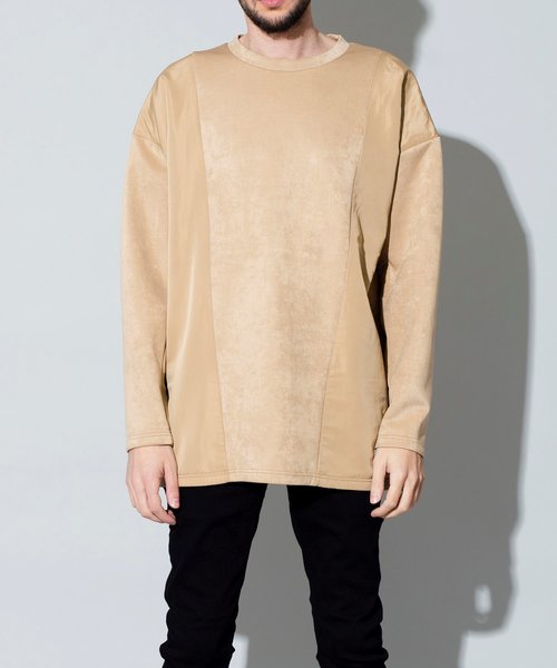 NO ID.（ノーアイディ）の「ボンディングスウェット切替C/N-BIGプルオーバー（ニット/セーター・メンズ・カーキ/ベージュ/ネイビー/ブラック・ONE SIZE）」の5枚目の写真