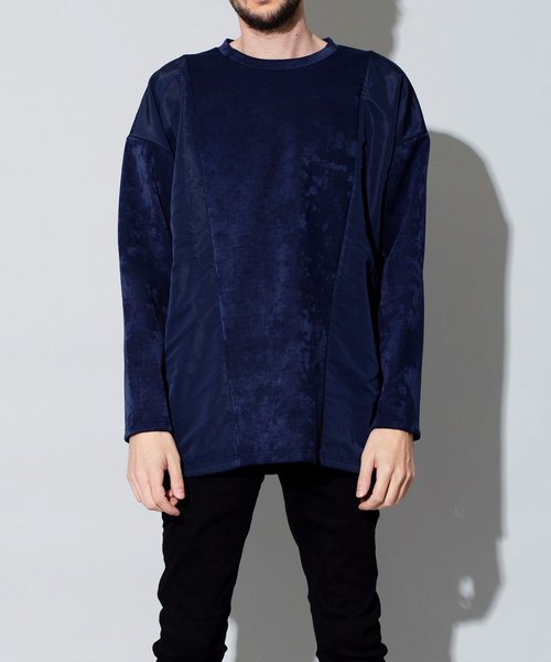 NO ID.（ノーアイディ）の「ボンディングスウェット切替C/N-BIGプルオーバー（ニット/セーター・メンズ・カーキ/ベージュ/ネイビー/ブラック・ONE SIZE）」の6枚目の写真