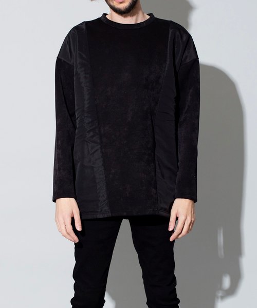 NO ID.（ノーアイディ）の「ボンディングスウェット切替C/N-BIGプルオーバー（ニット/セーター・メンズ・カーキ/ベージュ/ネイビー/ブラック・ONE SIZE）」の7枚目の写真