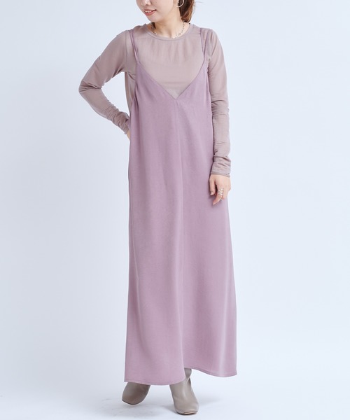 DouDou（ドゥドゥ）の「ワッシャーサテンセットワンピース（ワンピース・レディース・ブラック/パープル/カーキ・FREE）」の21枚目の写真