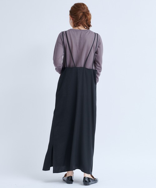 DouDou（ドゥドゥ）の「ワッシャーサテンセットワンピース（ワンピース・レディース・ブラック/パープル/カーキ・FREE）」の18枚目の写真