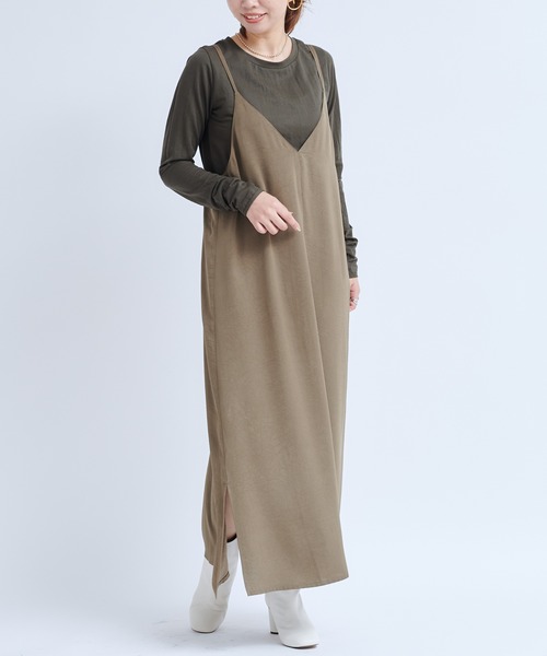 DouDou（ドゥドゥ）の「ワッシャーサテンセットワンピース（ワンピース・レディース・ブラック/パープル/カーキ・FREE）」の19枚目の写真