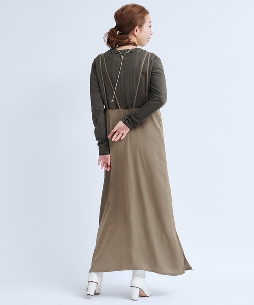 DouDou（ドゥドゥ）の「ワッシャーサテンセットワンピース（ワンピース・レディース・ブラック/パープル/カーキ・FREE）」の22枚目の写真