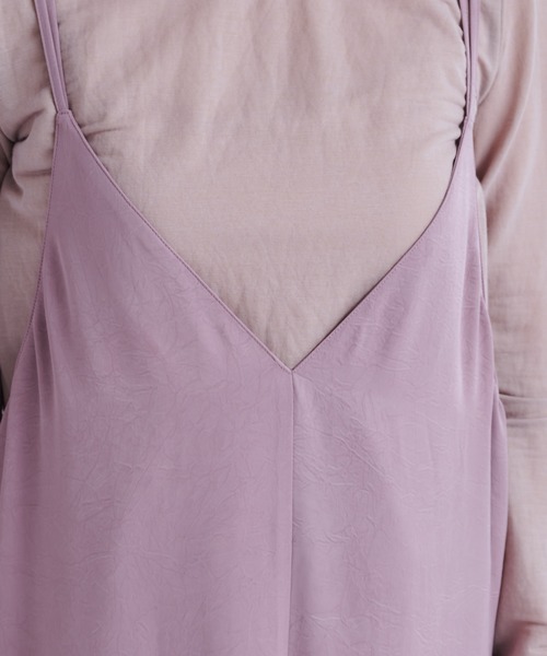 DouDou（ドゥドゥ）の「ワッシャーサテンセットワンピース（ワンピース・レディース・ブラック/パープル/カーキ・FREE）」の12枚目の写真