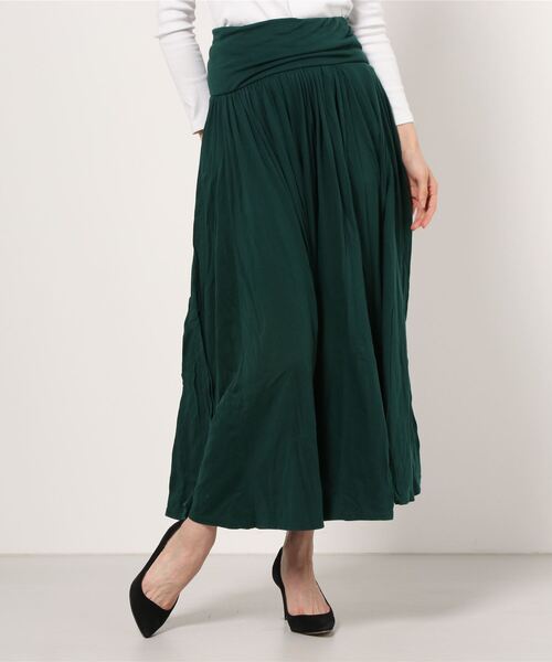 three dots(スリードッツ)の「ジャージーコレット ロングスカート(スカート・レディース・レッド系その他/グレー系その他/グリーン系その他・SMALL/MEDIUM/X-SMALL)」の2枚目の写真