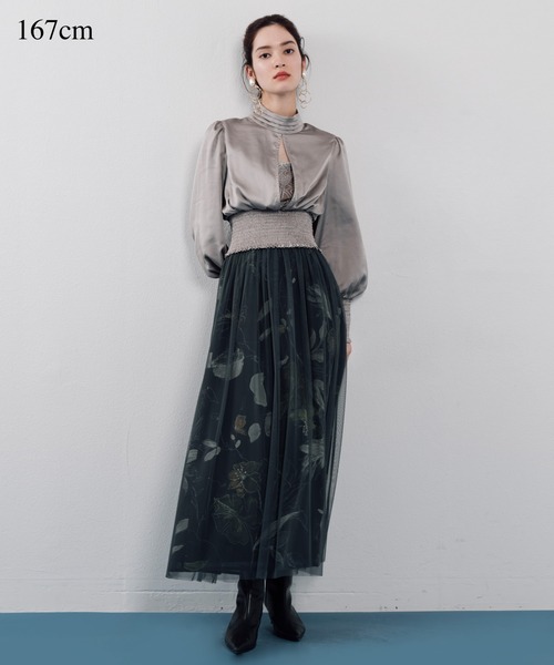 ラベルエチュードスカート Odette (ボリュームロングチュール×オーガンジースカート