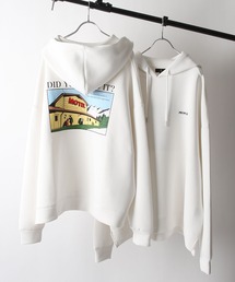【ZIP FIVE】ポンチイラスト刺繍ワンポイントロゴビッグパーカー【MOTEL】