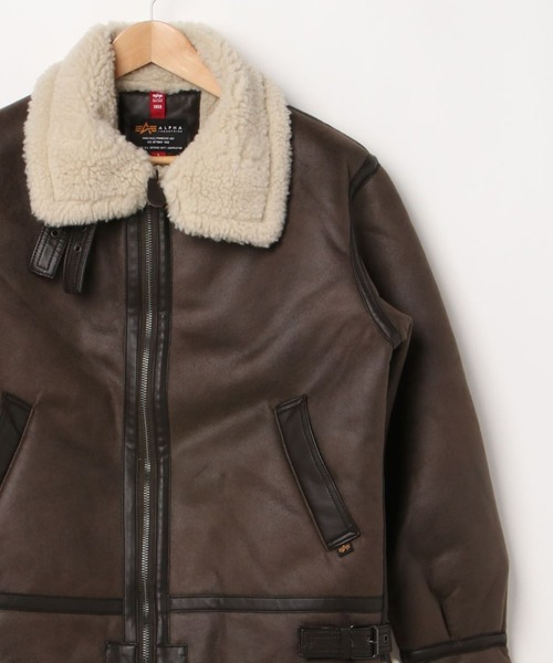 Alpha Industries(アルファインダストリーズ)の「ALPHA/アルファ B-3 FAKE MOUTON JACKET/フェイクムートン レザーブルゾン(ブルゾン・メンズ・ブラック/ブラウン・M/L/XL)」の2枚目の写真