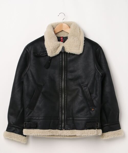 Alpha Industries(アルファインダストリーズ)の「ALPHA/アルファ B-3 FAKE MOUTON JACKET/フェイクムートン レザーブルゾン(ブルゾン・メンズ・ブラック/ブラウン・M/L/XL)」の4枚目の写真