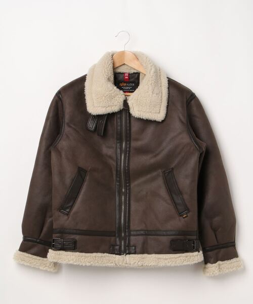 Alpha Industries(アルファインダストリーズ)の「ALPHA/アルファ B-3 FAKE MOUTON JACKET/フェイクムートン レザーブルゾン(ブルゾン・メンズ・ブラック/ブラウン・M/L/XL)」の5枚目の写真