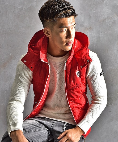 / クリンヨシキ ダウン ジレ ジャケット ベスト パーカー ジップアップ 水玉 クリンヨシキ ダウン ジレ ジャケット ベスト パーカー ジップアップ 水玉