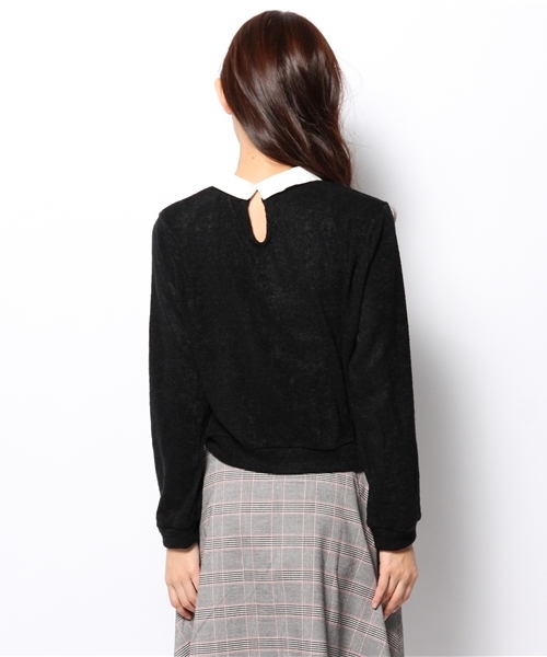 WEGO(ウィゴー)の「WEGO/襟付きロゴニットソー(Tシャツ/カットソー・レディース・オフホワイト/ブラック/杢グレー・FREE)」の6枚目の写真