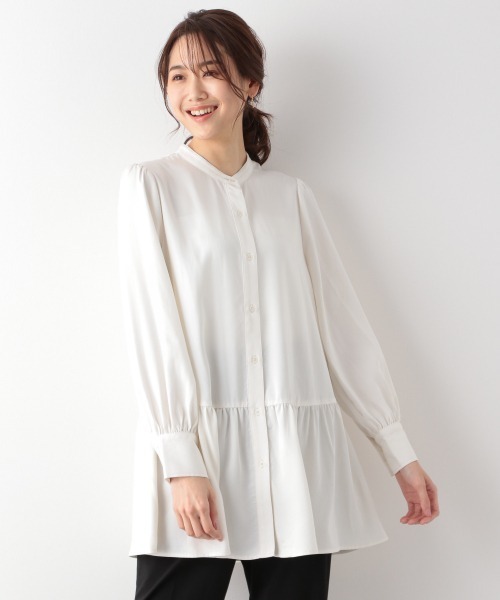 GLOBAL WORK（グローバルワーク）の「ティアードブラウス【MATINEE LINE】/926857（シャツ/ブラウス・レディース・ホワイト/ダークグレー・MEDIUM/LARGE）」の2枚目の写真