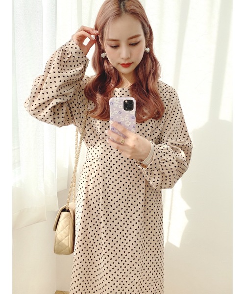 JUMELLE（ジュメロ）の「プチハートワンピース（ワンピース・レディース・ベージュ/ピンク・FREE）」の9枚目の写真