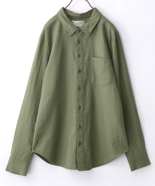 osharewalker（オシャレウォーカー）の「【廃盤】『風合いリネン混シンプルシャツ』（シャツ/ブラウス・メンズ・ネイビー/オフホワイト/カーキ・3/1/2）」の2枚目の写真