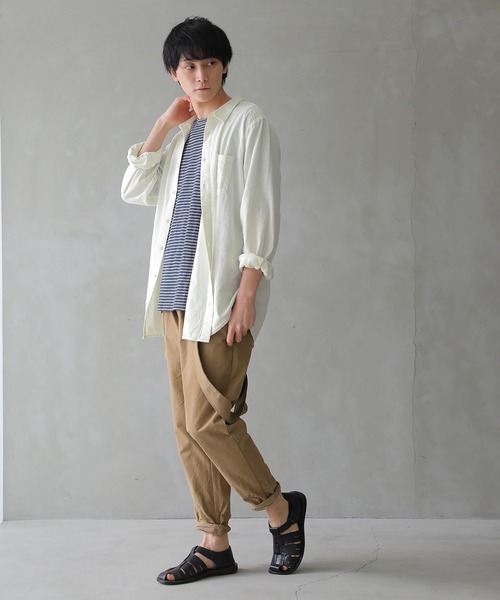 osharewalker（オシャレウォーカー）の「【廃盤】『風合いリネン混シンプルシャツ』（シャツ/ブラウス・メンズ・ネイビー/オフホワイト/カーキ・3/1/2）」の9枚目の写真