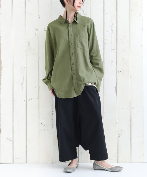 osharewalker（オシャレウォーカー）の「【廃盤】『風合いリネン混シンプルシャツ』（シャツ/ブラウス・メンズ・ネイビー/オフホワイト/カーキ・3/1/2）」の12枚目の写真