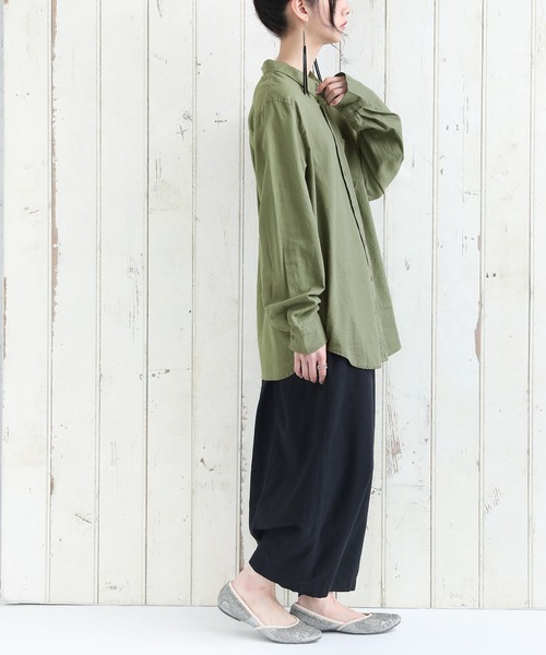 osharewalker（オシャレウォーカー）の「【廃盤】『風合いリネン混シンプルシャツ』（シャツ/ブラウス・メンズ・ネイビー/オフホワイト/カーキ・3/1/2）」の13枚目の写真