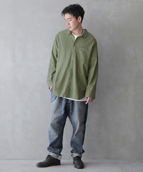 osharewalker（オシャレウォーカー）の「【廃盤】『風合いリネン混シンプルシャツ』（シャツ/ブラウス・メンズ・ネイビー/オフホワイト/カーキ・3/1/2）」の17枚目の写真