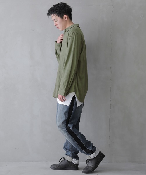 osharewalker（オシャレウォーカー）の「【廃盤】『風合いリネン混シンプルシャツ』（シャツ/ブラウス・メンズ・ネイビー/オフホワイト/カーキ・3/1/2）」の18枚目の写真