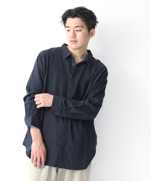 osharewalker（オシャレウォーカー）の「【廃盤】『風合いリネン混シンプルシャツ』（シャツ/ブラウス・メンズ・ネイビー/オフホワイト/カーキ・3/1/2）」の22枚目の写真