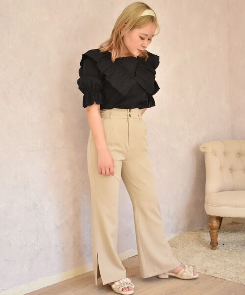 MAJESTIC LEGON（マジェスティックレゴン）の「フレンチスリムパンツ（その他パンツ・レディース・ベージュ/ブラック系その他/グリーン系その他・SMALL/MEDIUM）」の3枚目の写真